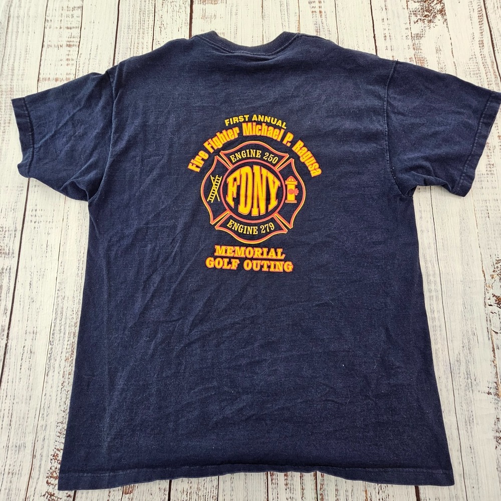 FDNY Michael Ragusa Golf Outing‎ Blue Short Sleeve Cotton T-Shirt Men's XL